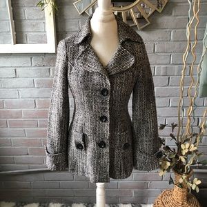 Twenty one woman’s tweed pea coat, black/white